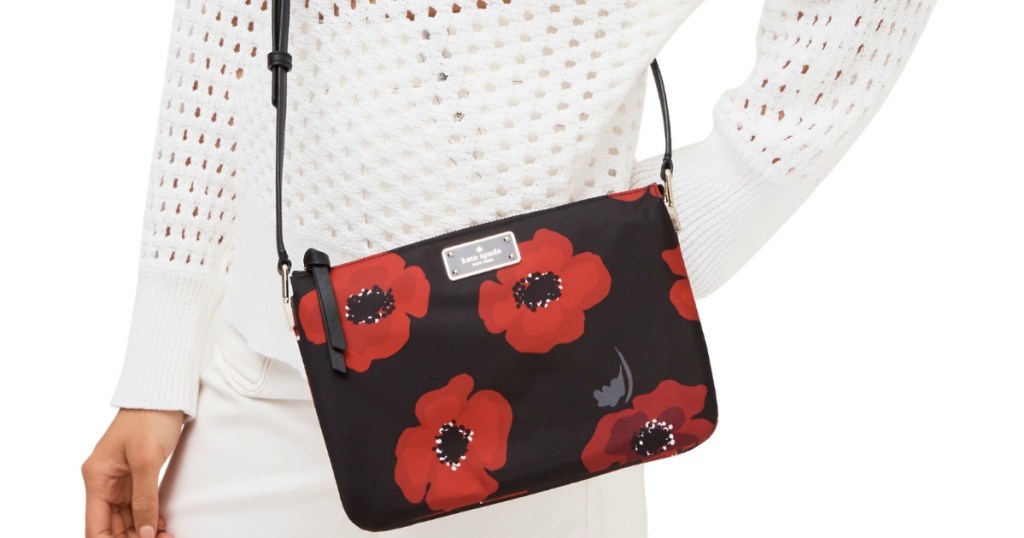 woman wearing Kate Spade Poppy Crossbody
