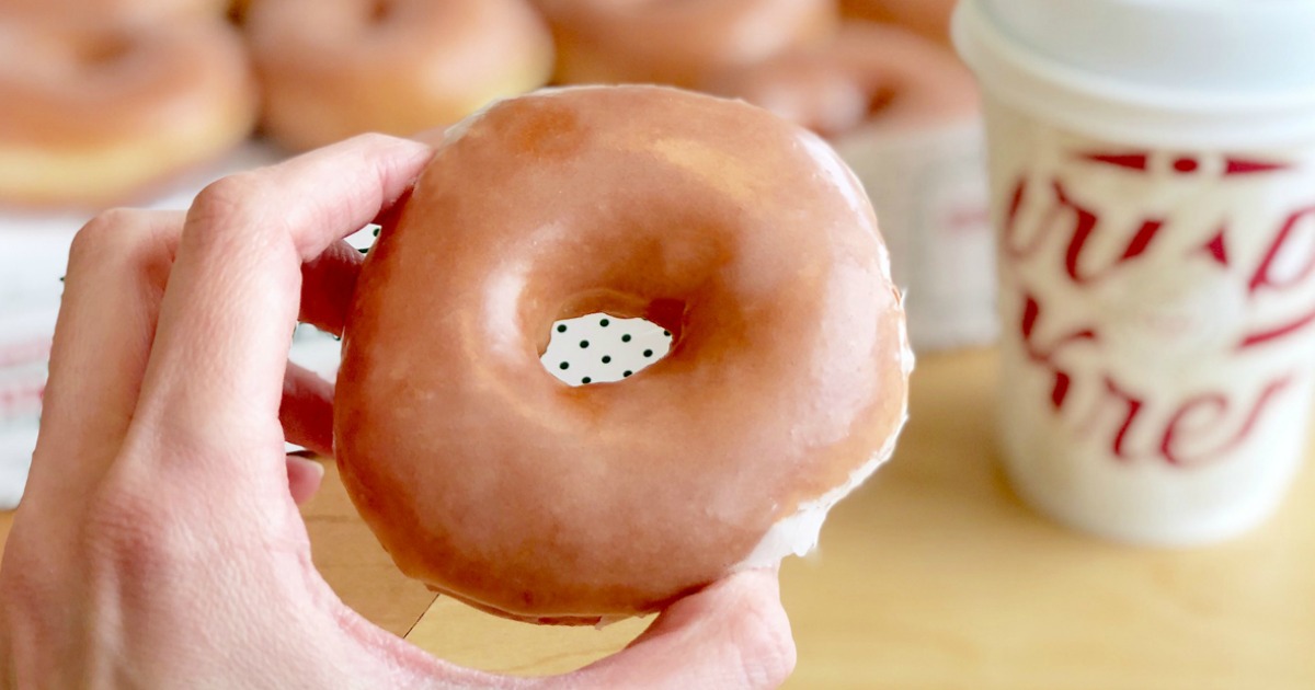 Krispy Kreme doughnut and coffee cup