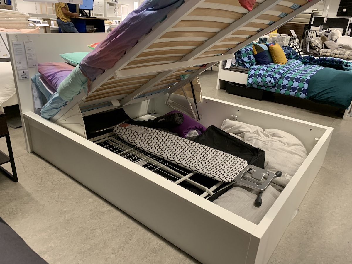 MALM storage bed in IKEA store