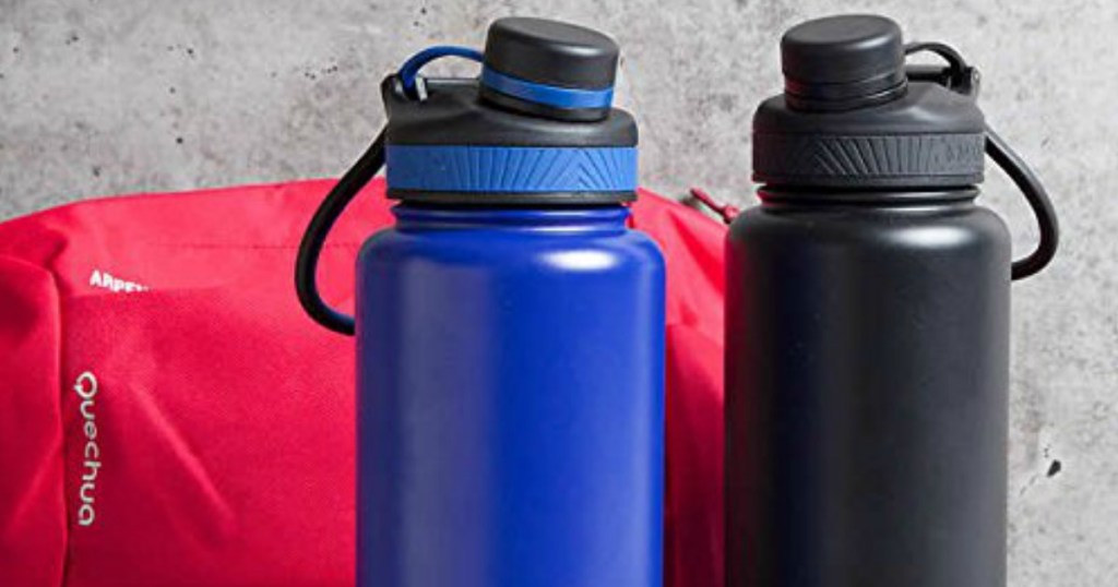 Manna Water Bottles in blue and black