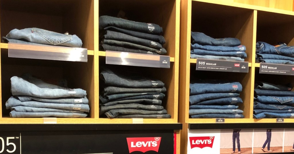 Men's Levis Jeans on shelf