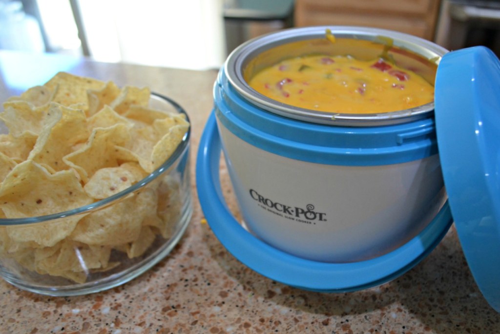 Mini Lunch Crock filled with nacho cheese