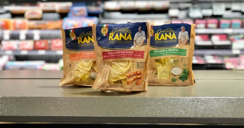 three bags of rana noodles on countertop