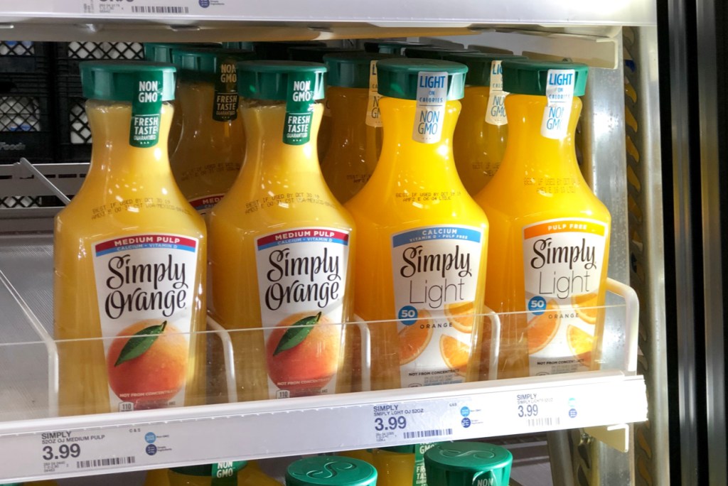 Simply Light Orange Juice on Target Shelf Cooler