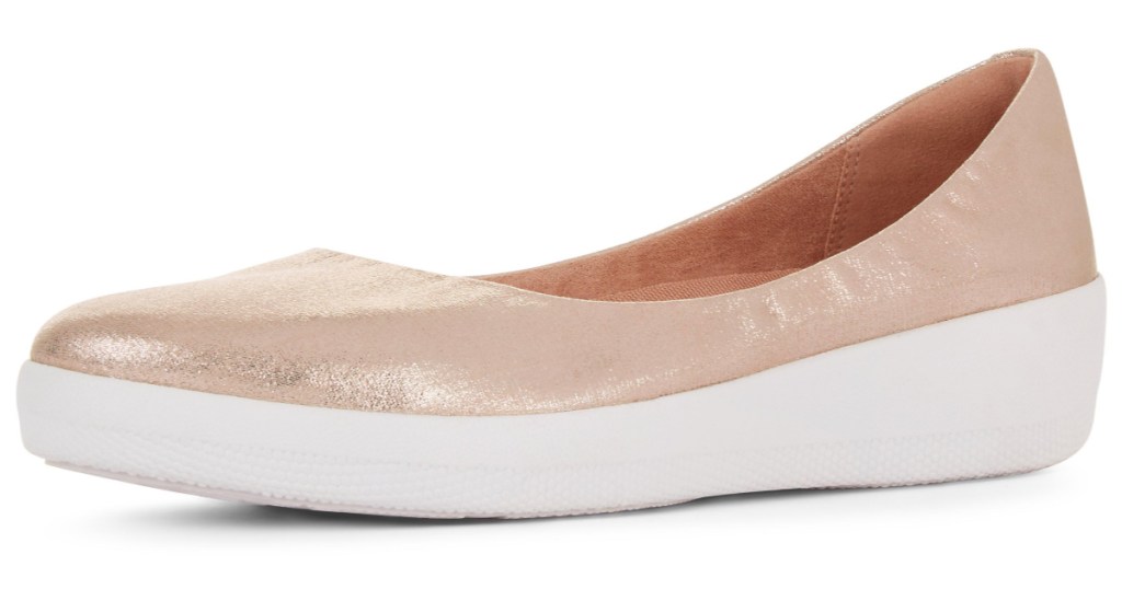 gold glitzy ballerina flats