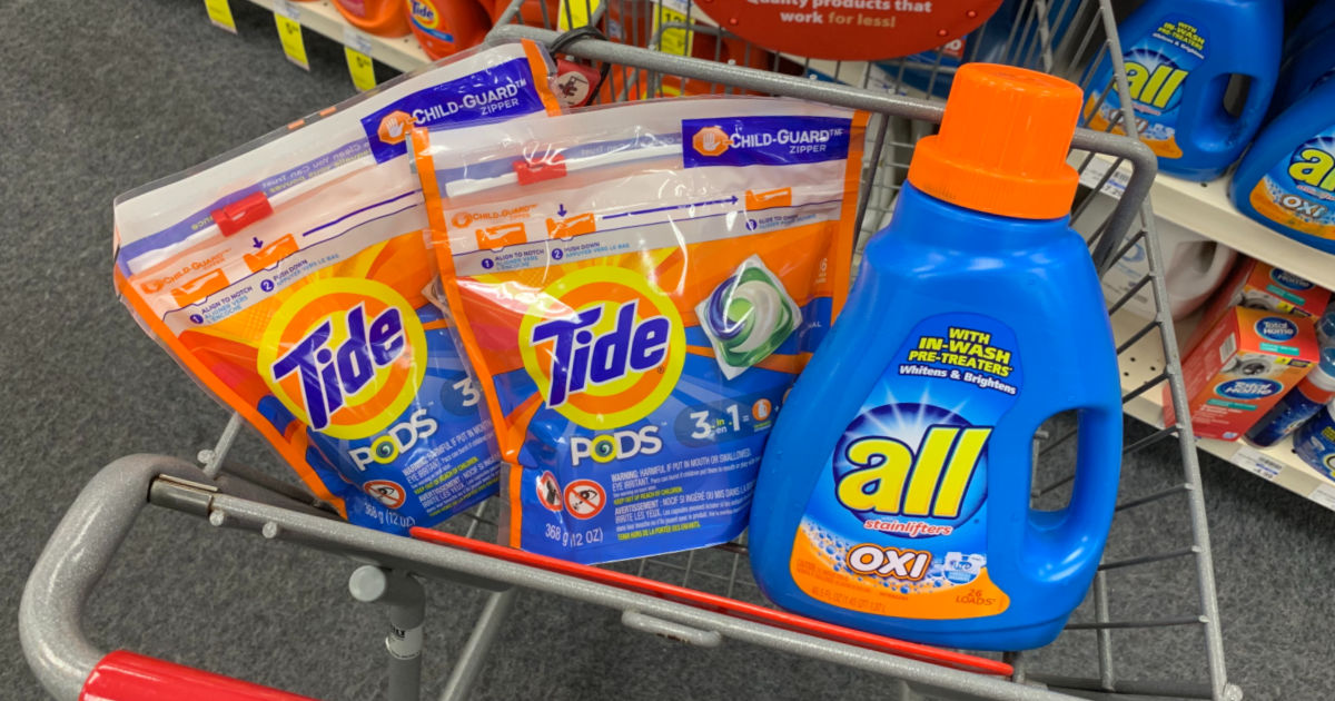 Tide and all laundry detergent in shopping cart