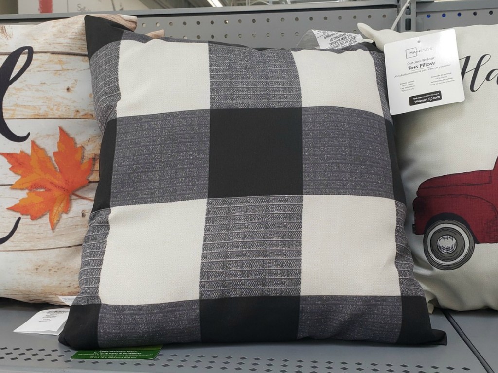 Walmart black check pillow