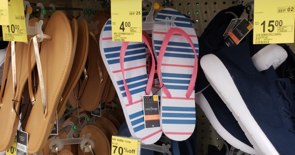 womens west loop flip flops on shelf at walgreens