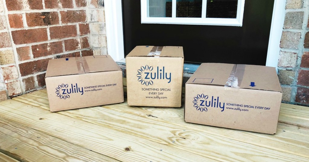 Zulily Boxes on porch