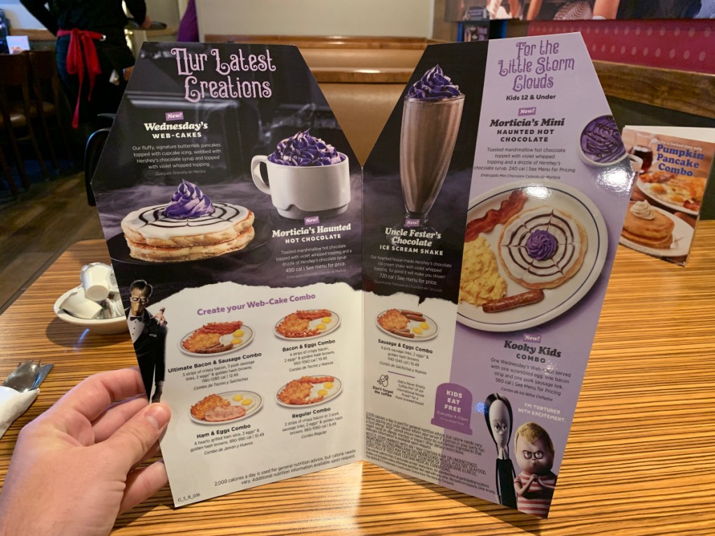 Addams Family menu at IHOP