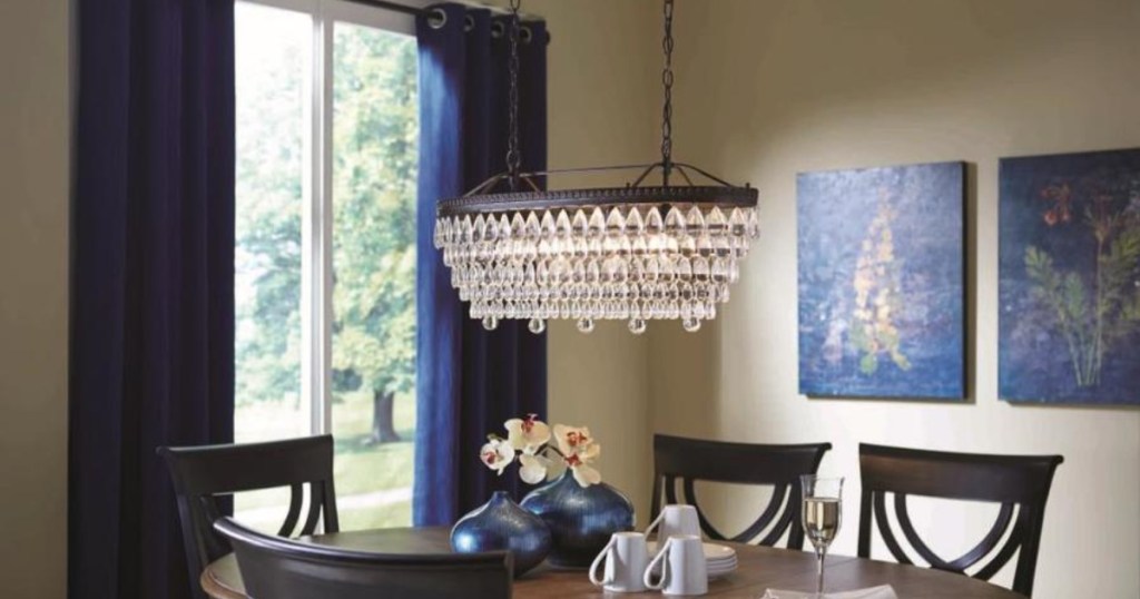 allen + roth Eberline 4-Light Oil-Rubbed Bronze Modern/Contemporary Crystal Tiered Chandelier