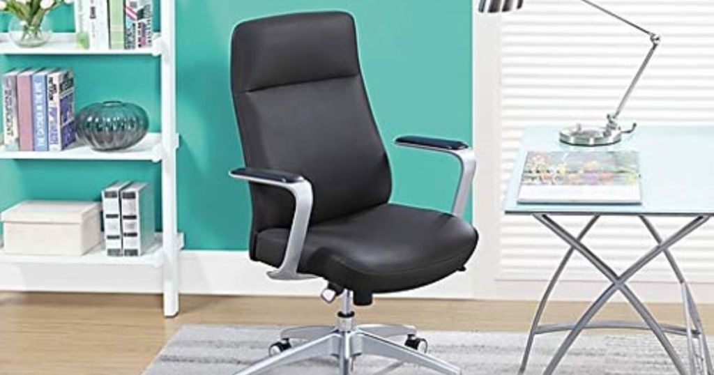 La-Z-Boy Savona Adjustable Height Ergonomic Leather Managers Chair in black in office