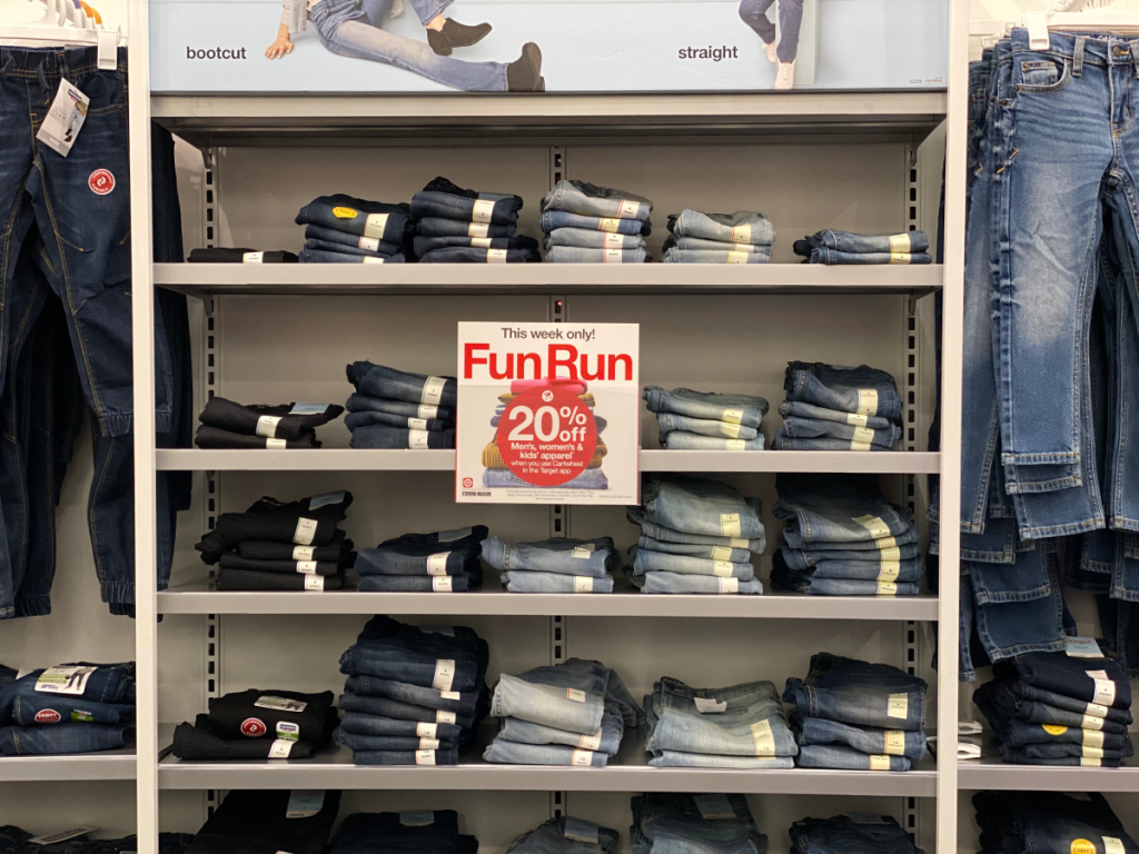 boys jeans on the store shelf