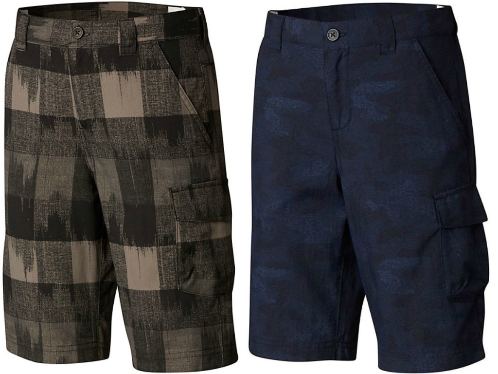 2 pairs of boys long shorts on white background