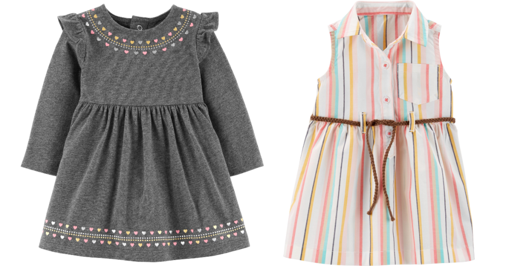 grey and striped girls dresses