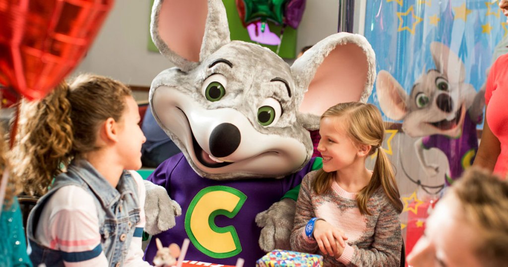 children with Chuck E. Cheese