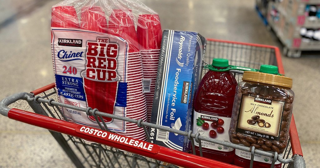 costco shopping cart with items