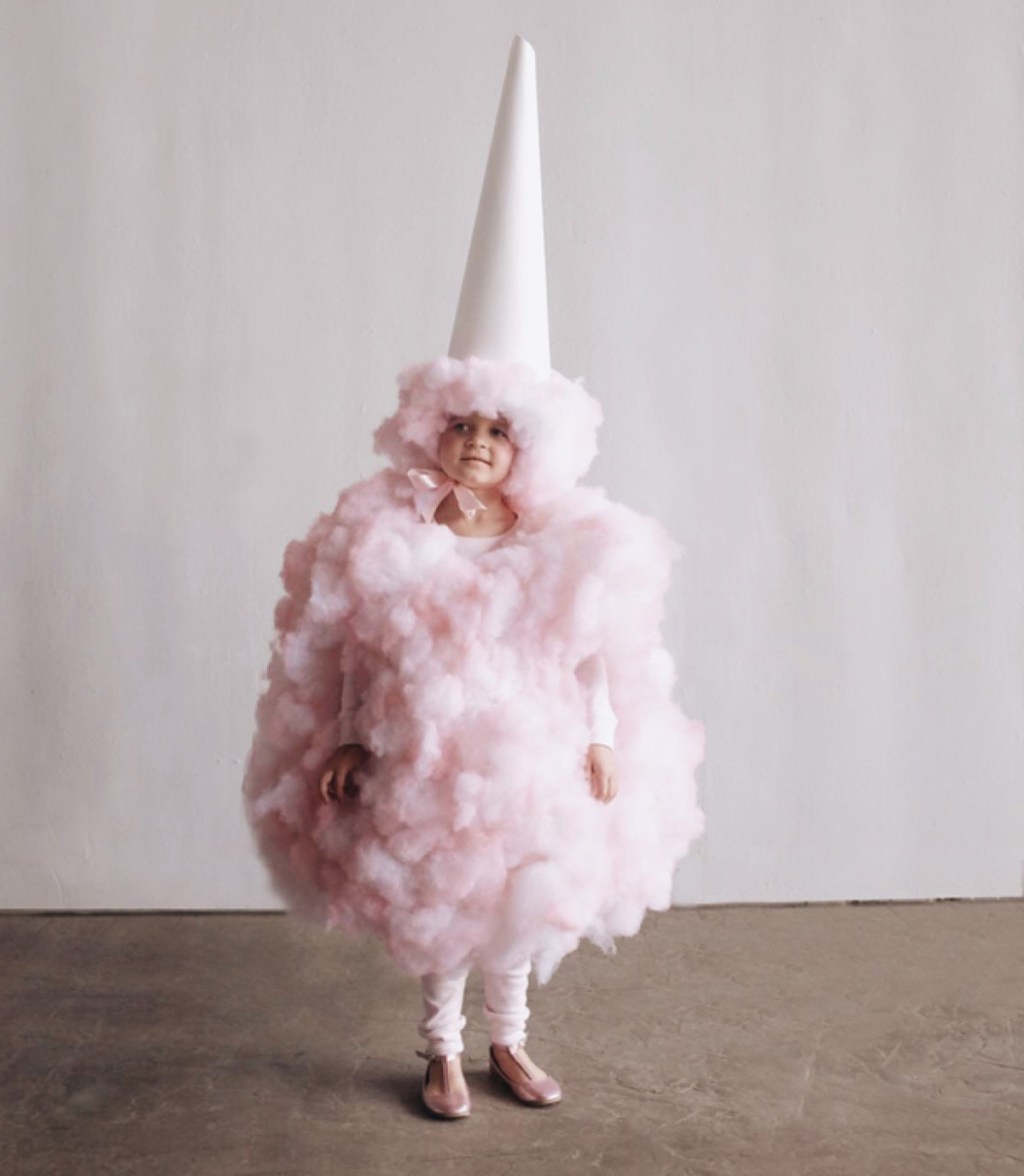 kid wearing pink cotton candy costume