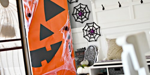 DIY Dollar Tree Jack-O-Lantern Halloween Front Door Decor