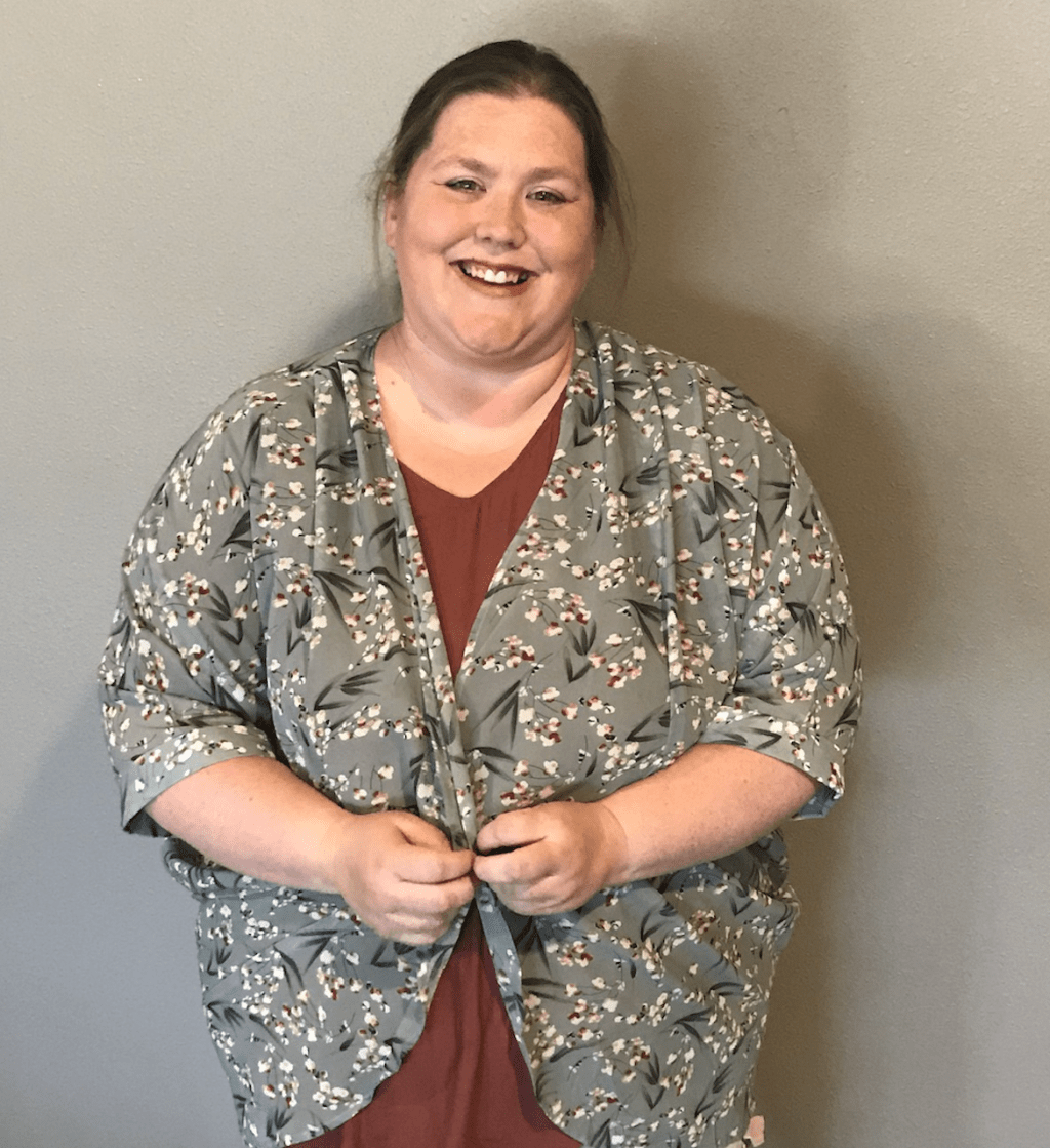 woman wearing floral kimono 