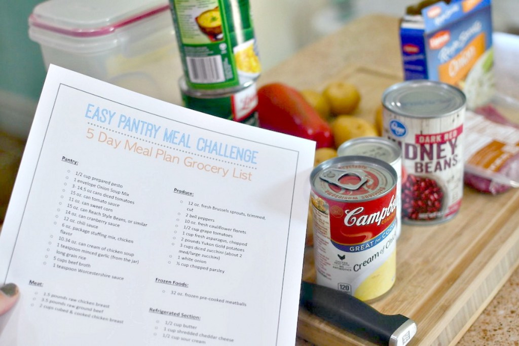 easy pantry printable meal plan