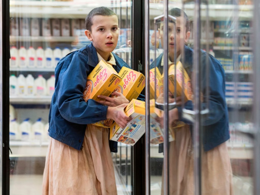 Eleven from Stranger Things with Eggo Waffles