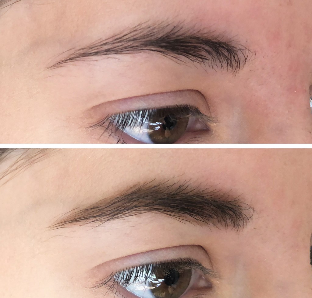 before and after using Anastasia Beverly Hills Brow Wiz