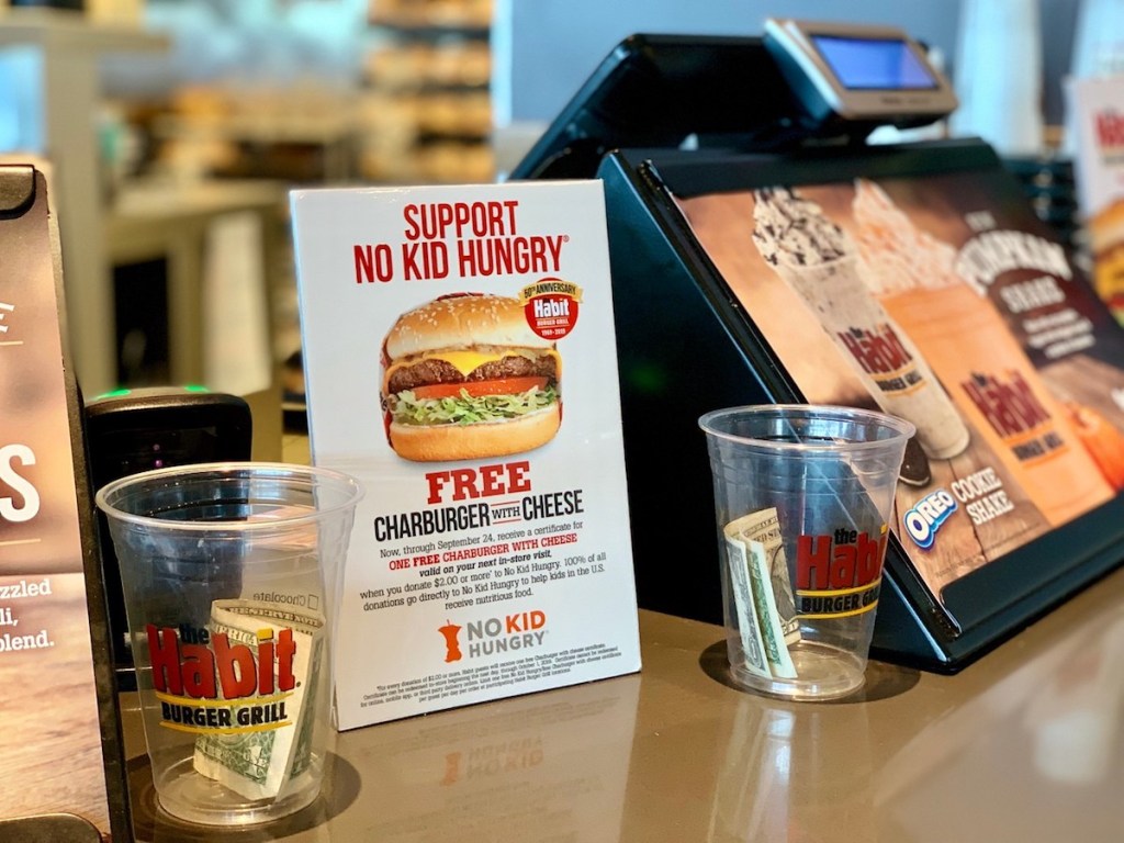 habit burger donation sign