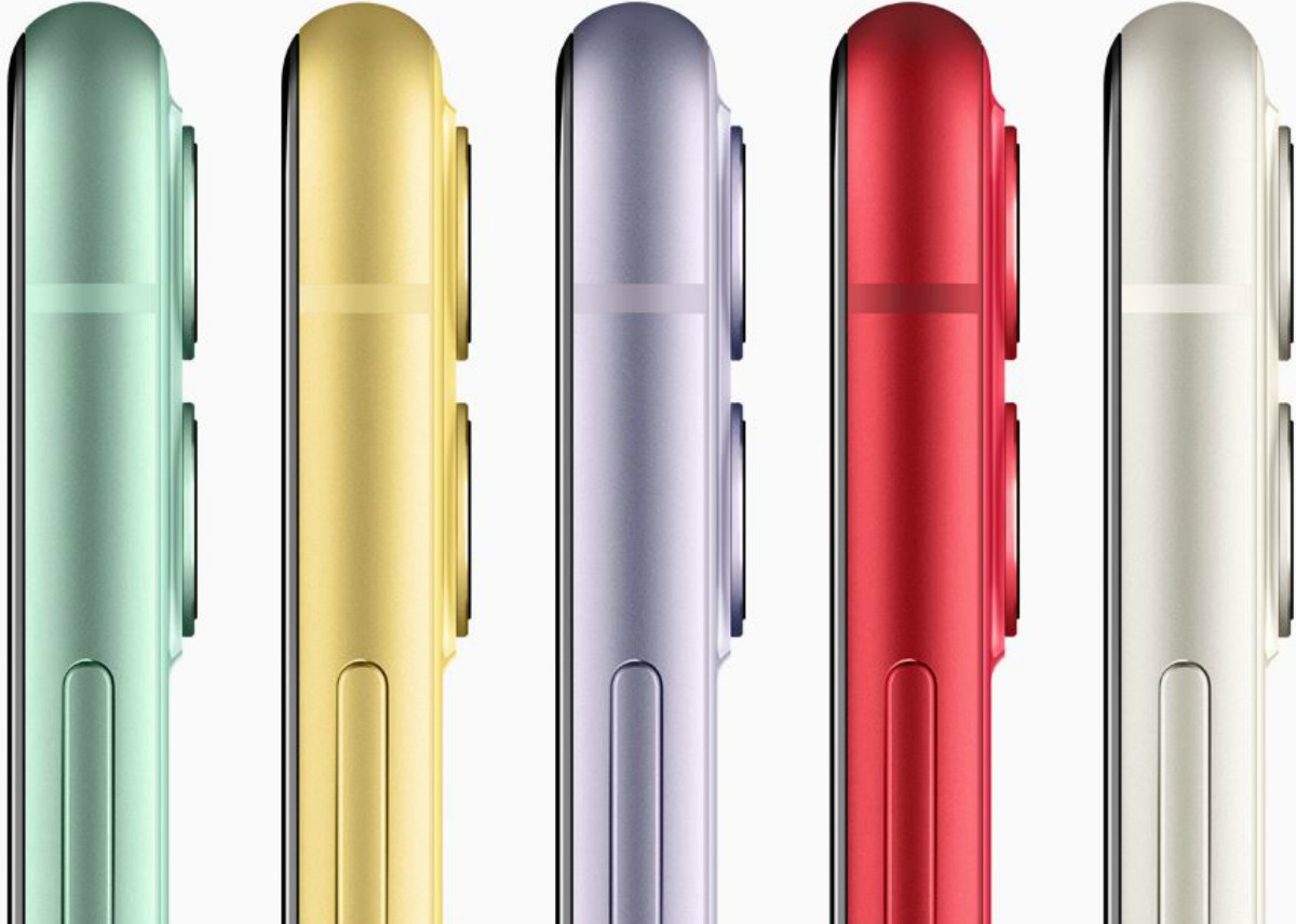 several colors of phones on the side view