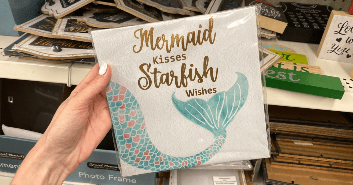 Mermaid kisses starfish wishes sign at dollar tree