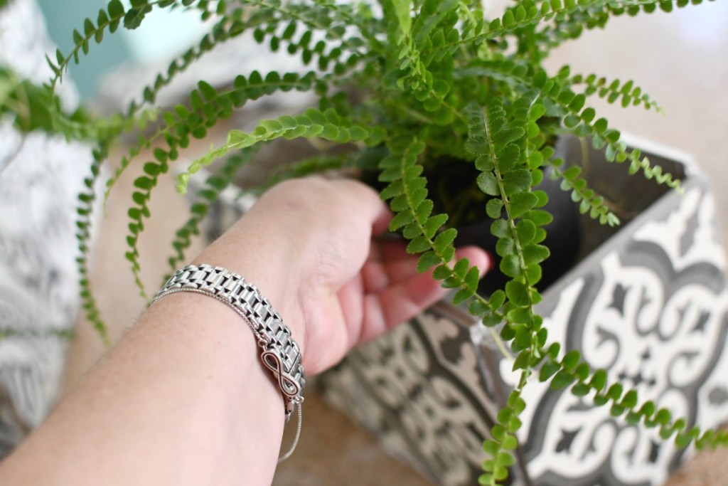 placing potted plants inside planter