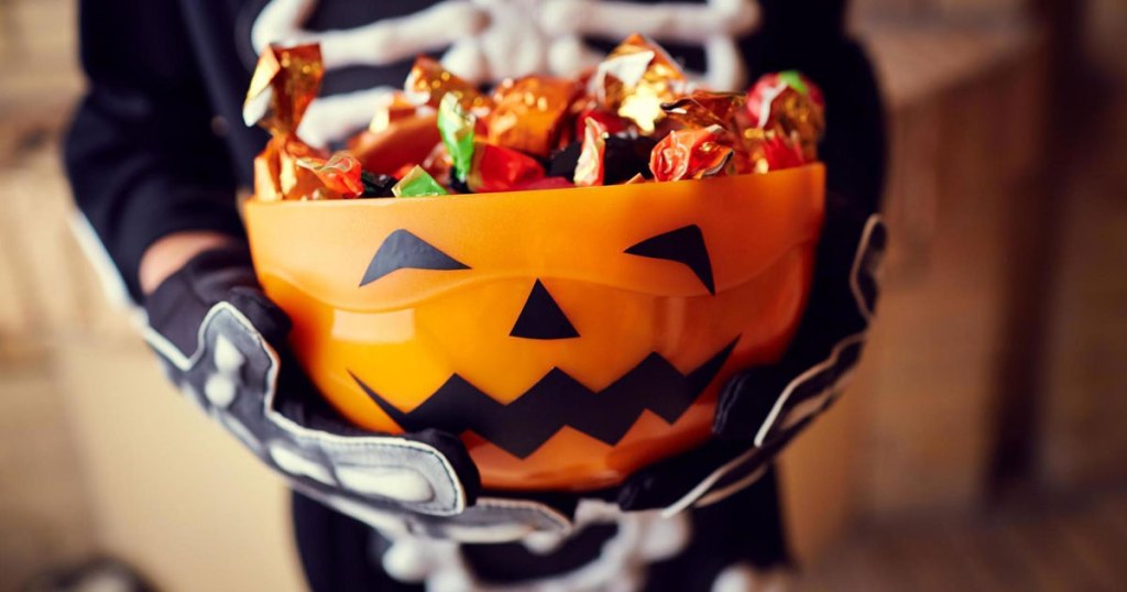 pumpkin bowl full of candy