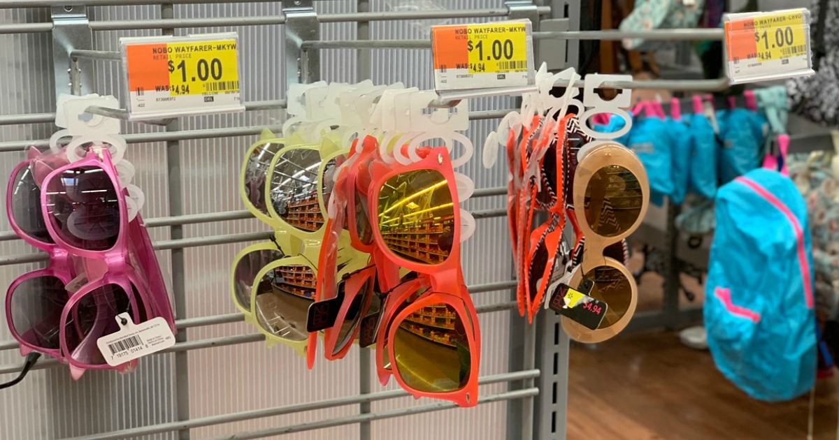 sun glasses hanging on store display