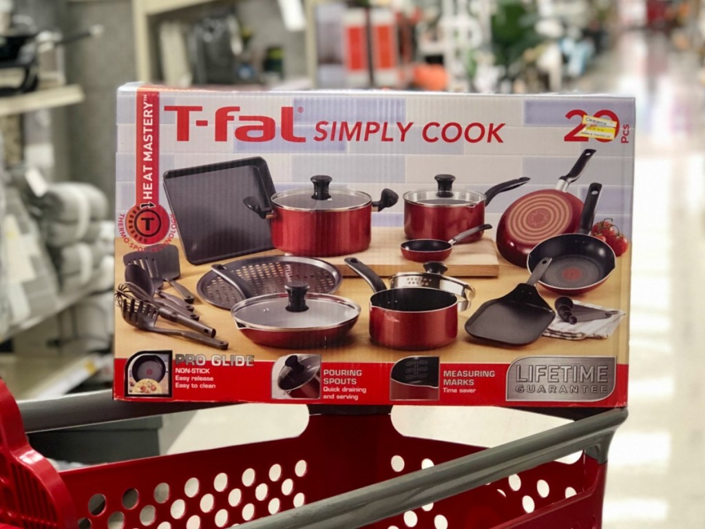 store basket with box of pans on it