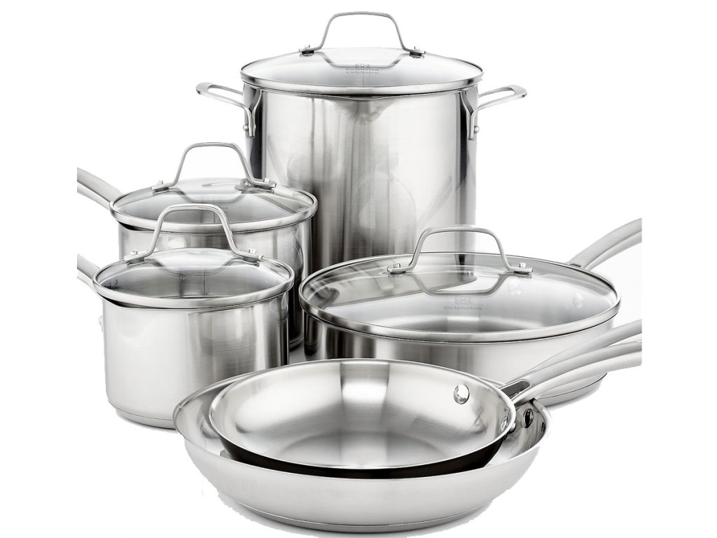 calphalon 10 piece stainless steel cookware set