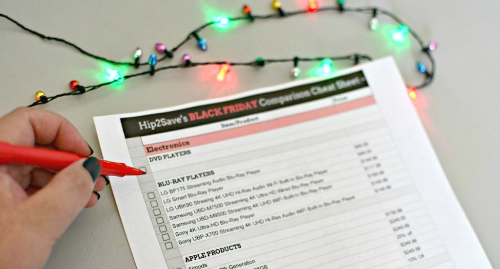 2020 black friday cheat sheet with Christmas lights