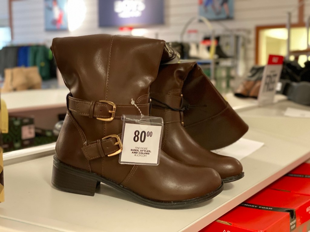 Arizona Women's Riding Boots on shelf at JCPenney