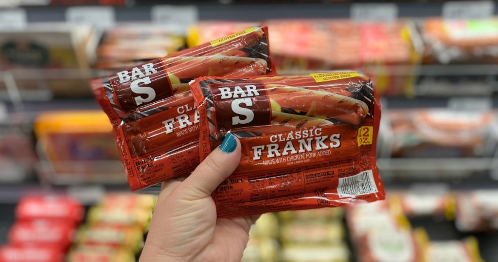 Bar-S Franks held up in front of store cooler