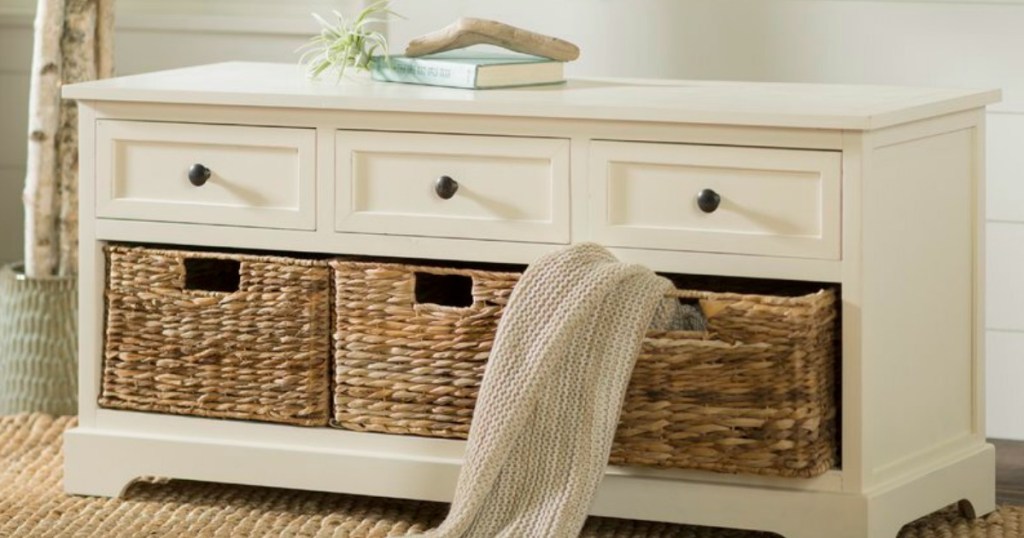 Beachcrest Home Ardina Wood Storage Bench