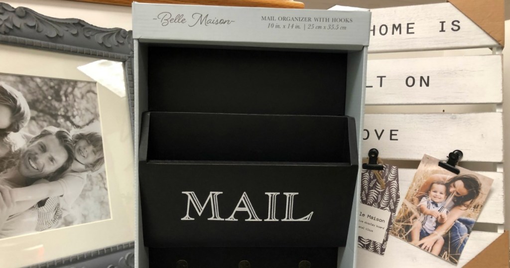 Belle Maison Mail Organizer with Hooks on shelf