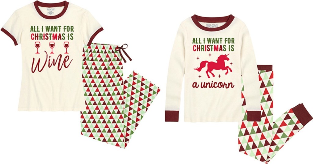 Christmas Wine and Unicorn Pajamas
