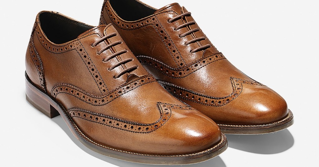 brown pair of Cole Haan Williams Wingtip Oxfords