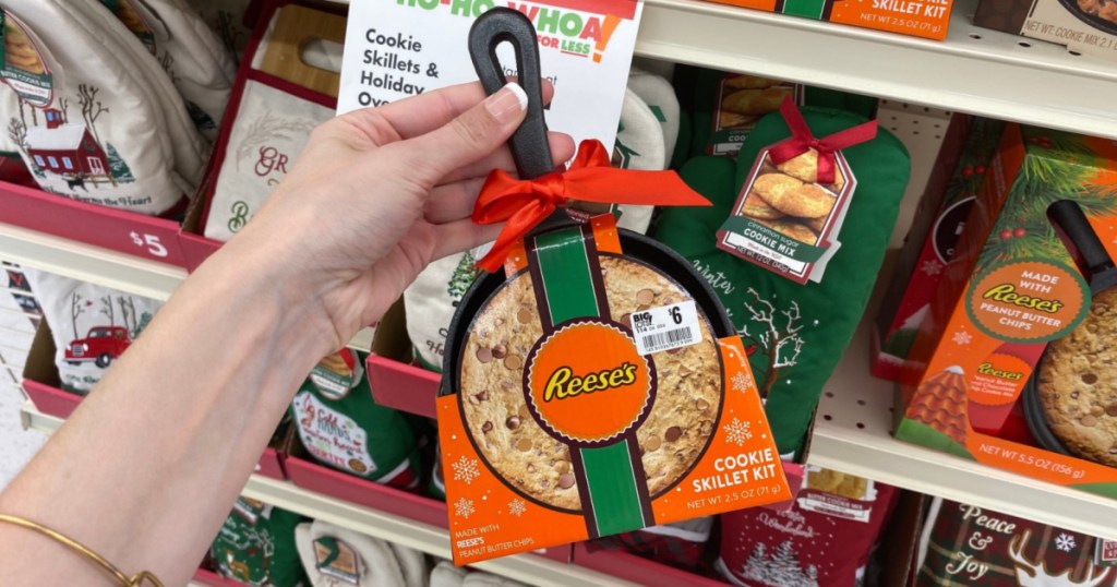 hand holding up reese's cookie skillet kit