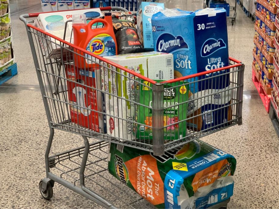 Costco Shopping Cart with merchandise