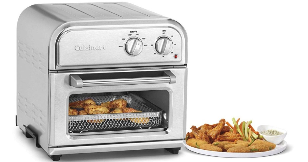 Cuisinart 2.5 air fryer next to plate of fried foods
