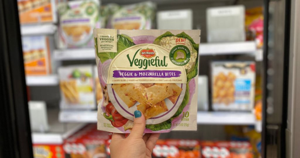 hand holding Del Monte Veggieful Bites at target