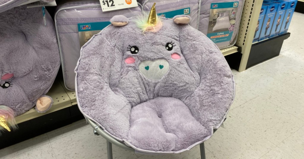 purple unicorn saucer chair at big lots