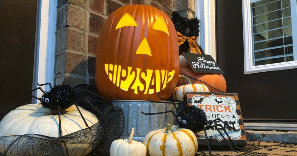 hip2save halloween pumpkin on front porch