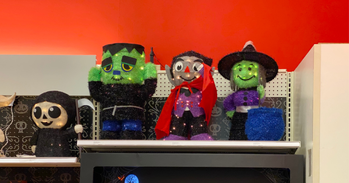 halloween decor on shelf at target