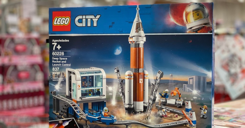 Lego city rocket with blurred background